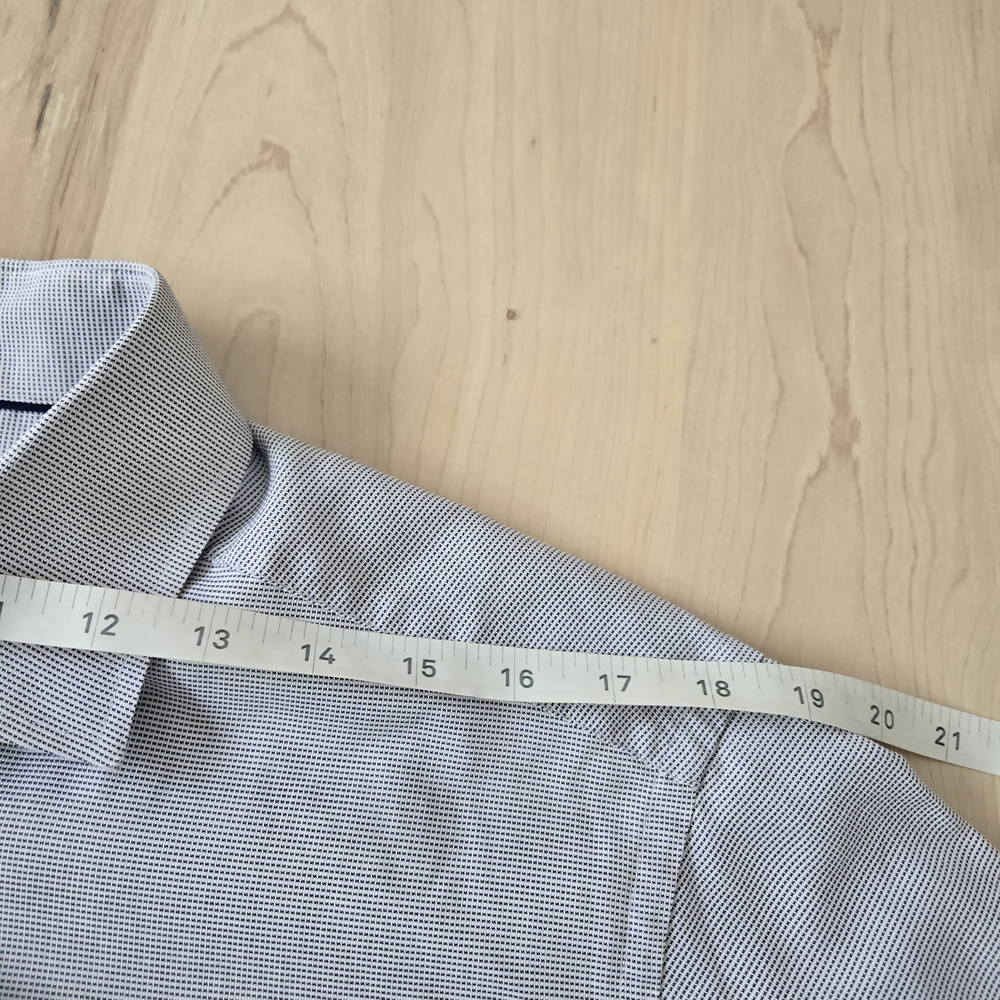 Eton Light Blue Micro-Pattern Dress Shirt with Dark Buttons - Picture 10 of 12